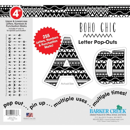 Barker Creek Boho Chic 4" Letter Pop-Outs, 255 Characters/Set 1736